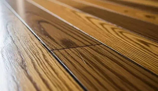 Raised and cupped wood floorboards following water exposure