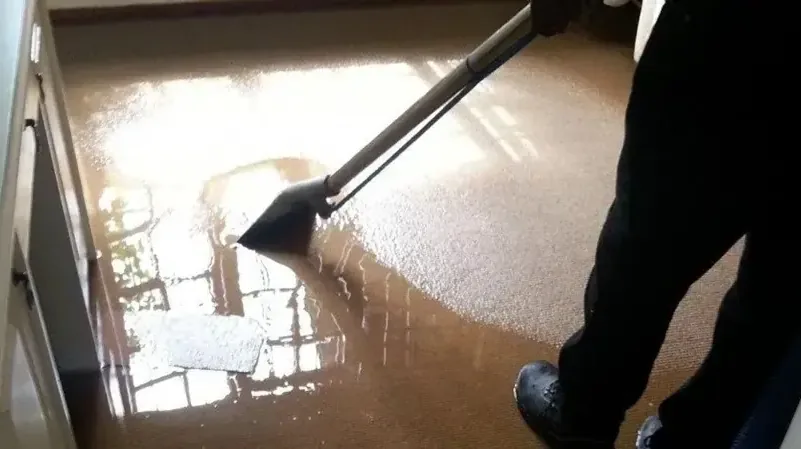 Extraction tool removing standing water from a flooded hard floor